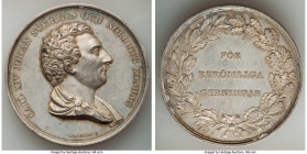 Carl XIV silver Medal ND (1818-1844) XF (Cleaned), 55.9mm. 78.27gm. By Lundgren. CARL XIV JOHAN SVERIGES OCH NORRIGES KONUNG His bust right / FÖR / BE...