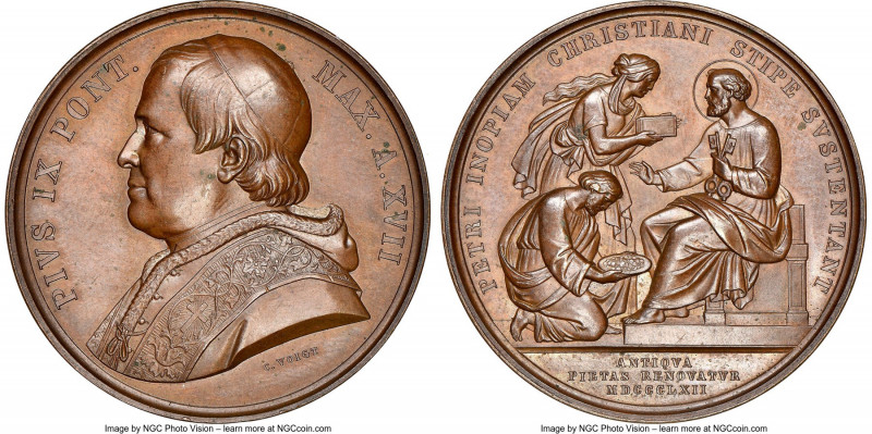 6-Piece Lot of Certified Assorted Medals, 1) Italy: Papal States. Pius IX "Peter...