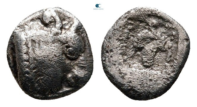 Macedon. Dikaia circa 450-425 BC. 
Hemiobol AR

5 mm, 0,32 g



very fine