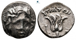 Kings of Macedon. Perseus 179-168 BC. Pseudo-Rhodian issue, struck during the Third Macedonian War, uncertain mint in Thessaly, Straton. Drachm AR