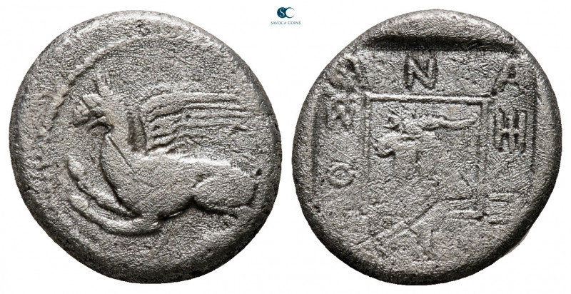 Thrace. Abdera. ΑΝΑΞΙΔΙΚΟΣ (Anaxidikos), magistrate circa 415-395 BC. 
Drachm A...