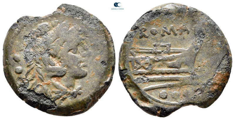 Anonymous after 211 BC. Rome
Quadrans Æ

22 mm, 7,66 g



very fine