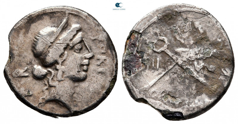 Q. Sicinius 49 BC. Rome
Fourreè Denarius

18 mm, 2,33 g



very fine
