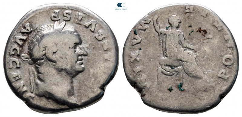 Vespasian AD 69-79. Rome
Denarius AR

18 mm, 3,07 g



fine