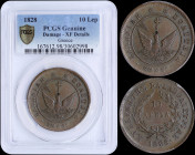 GREECE: 10 Lepta (1828) (type A.1) in copper with phoenix with converging rays. Variety "167-E.e" by Peter Chase. Coin alignment. Inside slab by PCGS ...