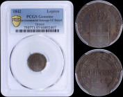 GREECE: 1 Lepton (1842) (type I) in copper with Royal Coat of Arms and inscription "ΒΑΣΙΛΕΙΑ ΤΗΣ ΕΛΛΑΔΟΣ". Inside slab by PCGS "XF Detail - Environmen...
