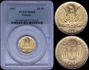 GREECE: 20 Drachmas (1970) in gold (0,900) commemorating the April 21st 1967 with phoenix and soldier. Inside slab by PCGS "MS 68". (Hellas 240).