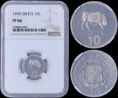 GREECE: 10 Lepta (1978) in aluminum with national Arms and inscription "ΕΛΛΗΝΙΚΗ ΔΗΜΟΚΡΑΤΙΑ". Bull on reverse. Inside slab by NGC "PF 66". (Part of He...