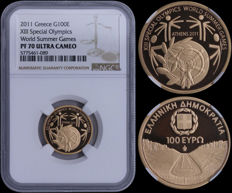 GREECE: 100 Euro (2011) in gold (0,917) commemorating the XIII Special Olympics ...