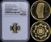 GREECE: 50 Euro (2014) in gold (0,999) commemorating Cultural Heritage / Cycladic civilization. Inside slab by NGC "PF 69 ULTRA CAMEO". Accompanied by...