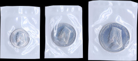 CYPRUS: Complete set of 3 coins (1974) in silver (0,925) including 3 Pounds, 6 Pounds & 12 Pounds, commemorating Archbishop Makarios. Inside their off...