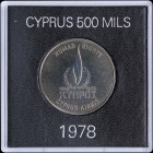 CYPRUS: 500 Mils (ND 1978) in copper-nickel commemorating the human rights with flame within wreath. Stylized crying dove above denomination reverse. ...