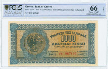 GREECE: 1000 Drachmas (1.10.1941) in blue on orange unpt with Alexander the Great at left. Prefix S/N: "PH 967690". Title of back on white background....