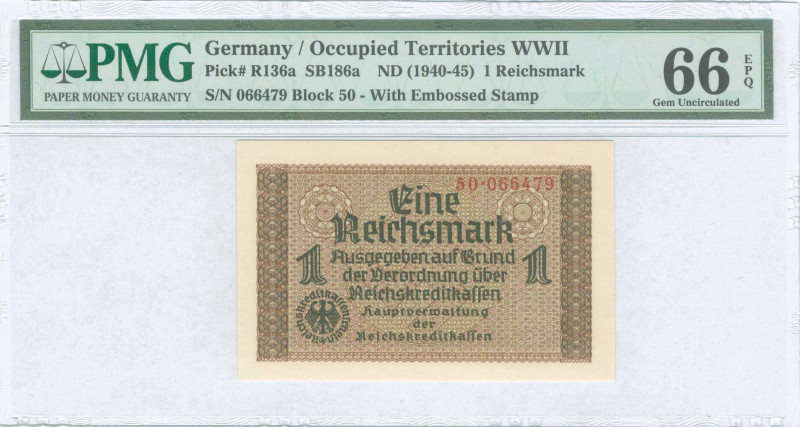 GREECE: 1 Reichsmark (ND 1941) in black and brown on multicolor with eagle with ...