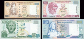 GREECE: Lot of 4 banknotes from the 1997-2001 issue composed of 1 Pound (1.4.2004), 5 Pounds (1.9.2003), 10 Pounds (1.9.2003) & 20 Pounds (1.4.2004). ...