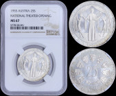 AUSTRIA: 25 Schilling (1955) in silver (0,800) commemorating the reopening of the National Theater in Vienna with value within beaded circle surroundi...
