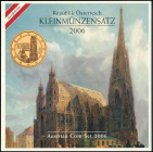 AUSTRIA: Euro coin set (2006) composed of 1 Cent to 2 Euro. Inside official blister commemorating the St Stephan Cathedral. (KM MS15). Brilliant Uncir...