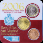 SAN MARINO: Set of 5 Cent + 50 Cent + 1 Euro (2006). Inside official coincard. (KM 442 + 445 + 446). Brilliant Uncirculated.