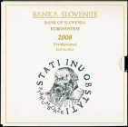 SLOVENIA: Official Euro coin set (2008) composed of 1 Cent to 2 Euro with a bimetallic 3 Euro coin dedicated to the Slovenian Presidency of the Europe...