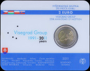 SLOVAKIA: 2 Euro (2011) in bi-metal commemorating the 20th Anniversary of Visegrad Group. Inside official coincard. Coincard S/N: "6388". Mintage: 700...