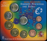 SPAIN: Euro coin set (2007) composed of 1 Cent to 2 Euro with a commemorative 2 Euro coin for the Treaty of Rome. Inside official blister. Brilliant U...