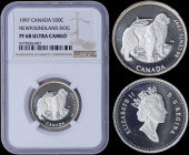 CANADA: 50 Cents (1997) in silver (0,925) with Crowned head of Queen Elizabeth II facing right. Newfoundland facing right on reverse. Inside slab by N...