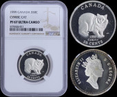 CANADA: 50 Cents (1999) in silver (0,925) with head of Queen Elizabeth II facing right. Cymric cat facing on reverse. Inside slab by NGC "PF 67 ULTRA ...