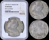 MEXICO: 8 Reales (1798MO FT) in silver (0,896) with laurete bust of Charles IIII facing right. Crowned shield flanked by pillars with banner on revers...