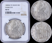 MEXICO: 8 Reales (1808Mo TH) in silver (0,896) with laurete bust of Charles IIII facing right. Crowned shield flanked by pillars with banner on revers...