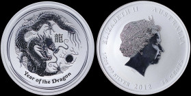 AUSTRALIA: 50 Cents (2012 P) in silver (0,999) commemorating the Year of the Dragon with head of Queen Elizabeth II facing right. Dragon on reverse. (...