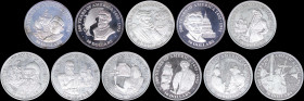 COOK ISLANDS: Lot of 11 silver (0,925) commemorative coins for the 500 years of America. 2x 50 Dollars (1989) (KM 47+49), 7x 50 Dollars (1990) (KM 43+...