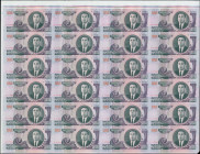NORTH KOREA: Sheet of 24 banknotes of 5000 Won (2002) in purple on multicolor unpt with arms at lower left center and Kim II Sung at right. Accompanie...