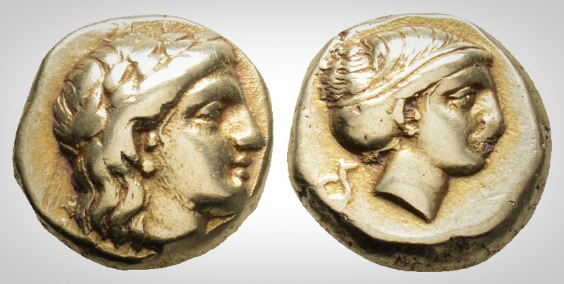 Greek
Lesbos. Mytilene. (Circa 377-326 BC). 
EL Hekte (10.12 mm, 2.50 g,) 
Laure...