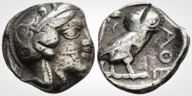 Greek
Attica, Athens, classical period, (Circa 454-404 BC) 
AR tetradrachm (24,1 mm 16,3 g.)
Head of Athena right, wearing earring and crested Attic h...