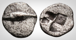 Greek
Mysia, Kyzikos. (Circa 600-550 BC)
AR Hemiobol (8,7 mm, 0.44 g,)
Tunny fish left / Quadripartite incuse square. Von Fritze 5; SNG von Aulock 732...
