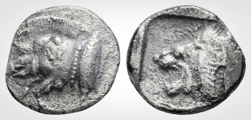 Greek
Mysia. Kyzikos (circa 480 BC).
AR Diobol (10,4 mm, 1,8 g)
Forepart of boar...