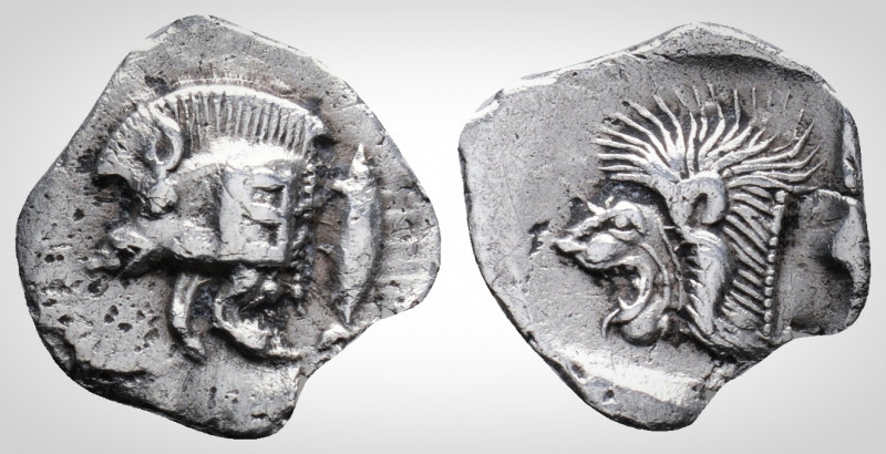 Greek
Mysia. Kyzikos. (Circa 450-400 BC). 
AR Obol (13,5 mm., 0,77g.)
Forepart o...