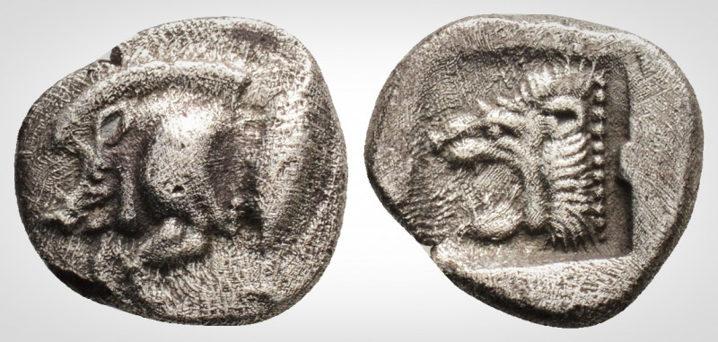 Greek
Mysia, Kyzikos. (Circa 450-400 BC) 
AR Obol. (10,8 mm, 1,05). 
Forepart of...