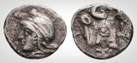 Greek
Mysia, Kyzikos (Circa 550-480 BC). AR Hemiobol (8 mm, 0,32g.).
Obv: Head of Attis to left, wearing Phrygian cap. Rev: KYZ[I] Head of bull facing...