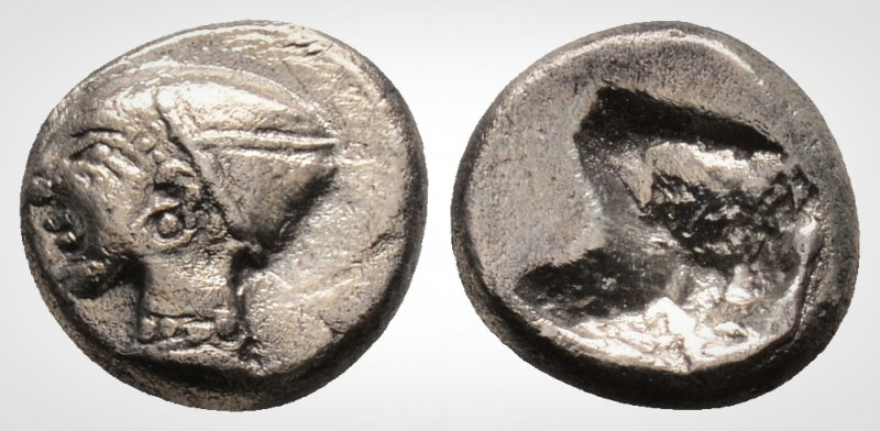 Greek
IONIA. Phokaia (Circa 521-478 BC). 
AR Diobol (9,6 mm, 1,2 g.)
Head of a n...