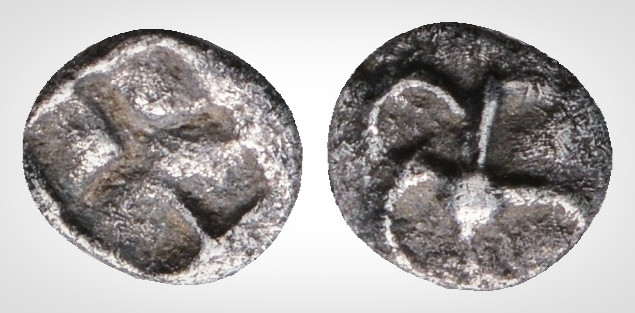 Greek
Uncertain mint ( ?) (Circa 550-500 BC ?)
AR Tetartemorion (8,2 mm, 0,66 ...