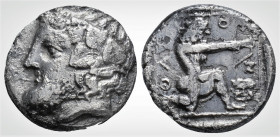 Greek
ISLANDS OFF THRACE. Thasos. (Circa 411-340 BC ). 
AR drachm (15.1 mm, 3,3 g.)
Bearded head of Dionysos left, wearing ivy wreath / ΘAΣIΩN Herakle...