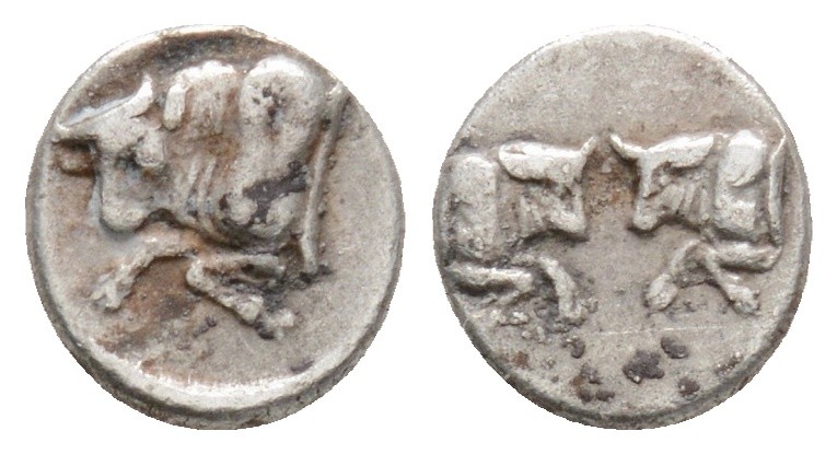 Greek
Caria, Uncertain mint. (Circa 500-450 BC ).
AR tetartemorion (7.6 mm, 0....