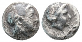 Greek
LESBOS. Mytilene. (Circa 400-350 BC ).
AR Diobol (10.5 mm, 1.18 g.)
Laureate head of Apollo right. / Female head right; torch to right. SNG C...