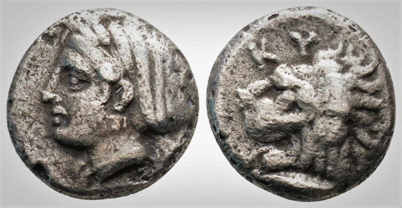 Greek
Mysia. Kyzikos. (Circa 390-341 BC). 
AR Drachm. (14.1 mm, 2.98 g.).
Head o...