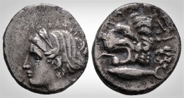 Greek
Mysia. Kyzikos. (Circa 390-341 BC).
AR Drachm. (16 mm, 2.98 g.)
Head of Kore Soteira left, hair in sphendone covered with a veil, wearing wre...