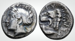 Greek
Mysia. Kyzikos. (Circa 390-341 BC)
AR Drachm. (15.5 mm, 3.15 g.)
ΣΩTEIPA Head of Kore Soteira left, hair in sphendone covered with a veil, we...