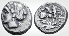 Greek
Mysia. Kyzikos. (Circa 390-341 BC). 
AR Drachm. (14.7 mm, 3.14 g.)
ΣΩTEIPA Head of Kore Soteira left, hair in sphendone covered with a veil, wea...