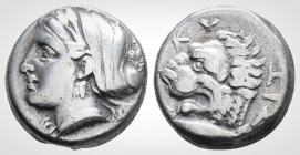 Greek
Mysia. Kyzikos. (Circa 390-341 BC)
AR Drachm. (13.4 mm, 3.27 g.)
ΣΩTEIPA Head of Kore Soteira left, hair in sphendone covered with a veil, weari...