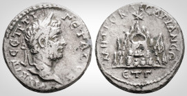 Roman Provincial
CAPPADOCIA, Caesarea-Eusebia. Geta. (209-211 AD) 
AR Drachm (17.6 mm 3.19 g). Dated RY 3 ( 211 AD). 
Obv: AYK Π CЄΠTI ΓЄTAC CЄ Laurea...